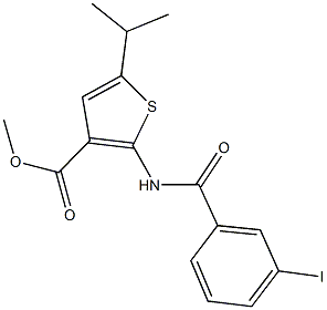 methyl 2-[(3-iodobenzoyl)amino]-5-isopropyl-3-thiophenecarboxylate Struktur