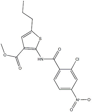 methyl 2-({2-chloro-4-nitrobenzoyl}amino)-5-propylthiophene-3-carboxylate Struktur