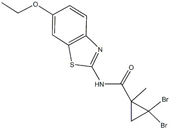 2,2-dibromo-N-(6-ethoxy-1,3-benzothiazol-2-yl)-1-methylcyclopropanecarboxamide Struktur