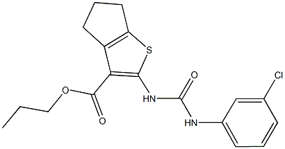 propyl 2-{[(3-chloroanilino)carbonyl]amino}-5,6-dihydro-4H-cyclopenta[b]thiophene-3-carboxylate Struktur