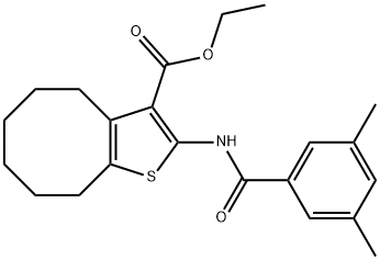 ethyl 2-[(3,5-dimethylbenzoyl)amino]-4,5,6,7,8,9-hexahydrocycloocta[b]thiophene-3-carboxylate Struktur