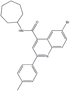 6-bromo-N-cycloheptyl-2-(4-methylphenyl)-4-quinolinecarboxamide Struktur