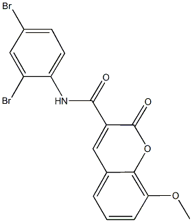 N-(2,4-dibromophenyl)-8-methoxy-2-oxo-2H-chromene-3-carboxamide Struktur