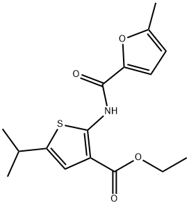 ethyl 5-isopropyl-2-[(5-methyl-2-furoyl)amino]thiophene-3-carboxylate Struktur