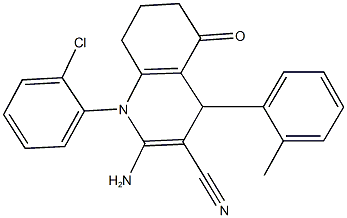 2-amino-1-(2-chlorophenyl)-4-(2-methylphenyl)-5-oxo-1,4,5,6,7,8-hexahydro-3-quinolinecarbonitrile Struktur