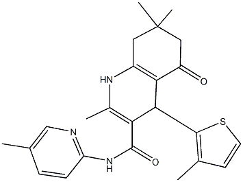 2,7,7-trimethyl-N-(5-methylpyridin-2-yl)-4-(3-methylthien-2-yl)-5-oxo-1,4,5,6,7,8-hexahydroquinoline-3-carboxamide Struktur