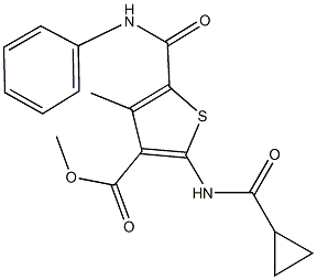 methyl 5-(anilinocarbonyl)-2-[(cyclopropylcarbonyl)amino]-4-methyl-3-thiophenecarboxylate Struktur