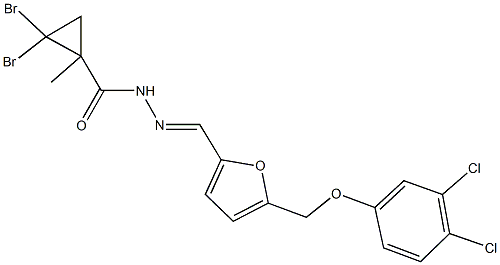 2,2-dibromo-N'-({5-[(3,4-dichlorophenoxy)methyl]-2-furyl}methylene)-1-methylcyclopropanecarbohydrazide Struktur