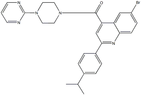 6-bromo-2-(4-isopropylphenyl)-4-{[4-(2-pyrimidinyl)-1-piperazinyl]carbonyl}quinoline Struktur