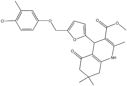 methyl 4-{5-[(4-chloro-3-methylphenoxy)methyl]-2-furyl}-2,7,7-trimethyl-5-oxo-1,4,5,6,7,8-hexahydro-3-quinolinecarboxylate Struktur