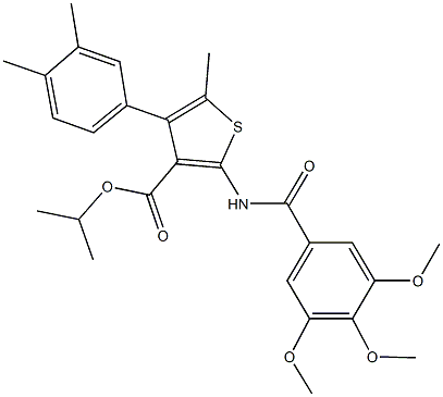 isopropyl 4-(3,4-dimethylphenyl)-5-methyl-2-[(3,4,5-trimethoxybenzoyl)amino]-3-thiophenecarboxylate Struktur