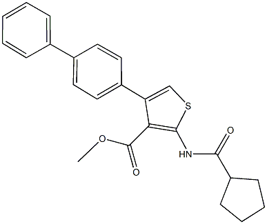 methyl 4-[1,1'-biphenyl]-4-yl-2-[(cyclopentylcarbonyl)amino]-3-thiophenecarboxylate Struktur