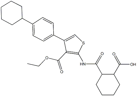 2-({[4-(4-cyclohexylphenyl)-3-(ethoxycarbonyl)-2-thienyl]amino}carbonyl)cyclohexanecarboxylic acid Struktur