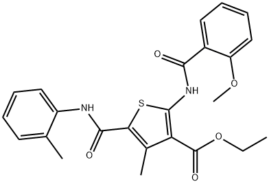 ethyl 2-[(2-methoxybenzoyl)amino]-4-methyl-5-(2-toluidinocarbonyl)-3-thiophenecarboxylate Struktur