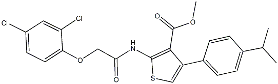 methyl 2-{[(2,4-dichlorophenoxy)acetyl]amino}-4-(4-isopropylphenyl)-3-thiophenecarboxylate Struktur