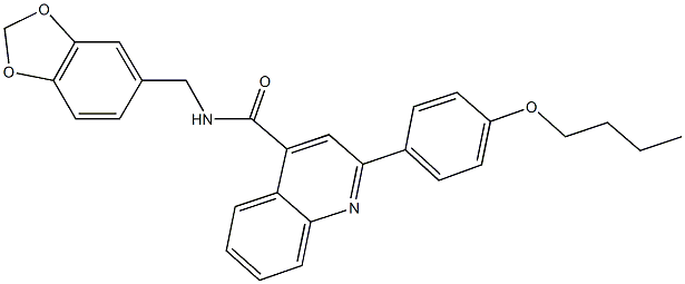 N-(1,3-benzodioxol-5-ylmethyl)-2-(4-butoxyphenyl)-4-quinolinecarboxamide Struktur