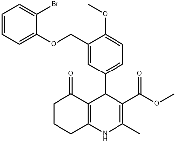 methyl 4-{3-[(2-bromophenoxy)methyl]-4-methoxyphenyl}-2-methyl-5-oxo-1,4,5,6,7,8-hexahydro-3-quinolinecarboxylate Struktur