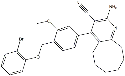 2-amino-4-{4-[(2-bromophenoxy)methyl]-3-methoxyphenyl}-5,6,7,8,9,10-hexahydrocycloocta[b]pyridine-3-carbonitrile Struktur