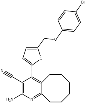 2-amino-4-{5-[(4-bromophenoxy)methyl]-2-furyl}-5,6,7,8,9,10-hexahydrocycloocta[b]pyridine-3-carbonitrile Struktur