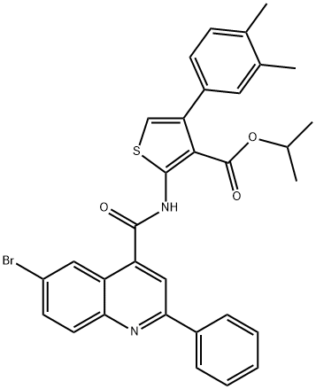 isopropyl 2-{[(6-bromo-2-phenyl-4-quinolinyl)carbonyl]amino}-4-(3,4-dimethylphenyl)-3-thiophenecarboxylate Struktur