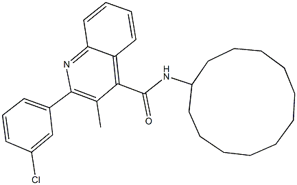 2-(3-chlorophenyl)-N-cyclododecyl-3-methyl-4-quinolinecarboxamide Struktur