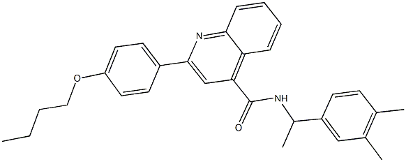 2-(4-butoxyphenyl)-N-[1-(3,4-dimethylphenyl)ethyl]-4-quinolinecarboxamide Struktur