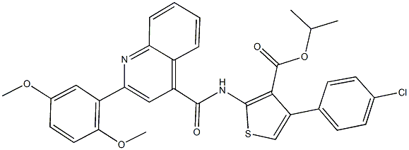 isopropyl 4-(4-chlorophenyl)-2-({[2-(2,5-dimethoxyphenyl)-4-quinolinyl]carbonyl}amino)-3-thiophenecarboxylate Struktur