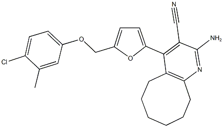 2-amino-4-{5-[(4-chloro-3-methylphenoxy)methyl]-2-furyl}-5,6,7,8,9,10-hexahydrocycloocta[b]pyridine-3-carbonitrile Struktur