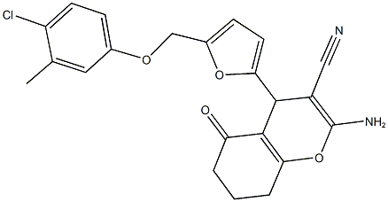 2-amino-4-{5-[(4-chloro-3-methylphenoxy)methyl]-2-furyl}-5-oxo-5,6,7,8-tetrahydro-4H-chromene-3-carbonitrile Struktur