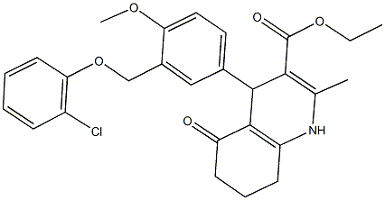 ethyl 4-{3-[(2-chlorophenoxy)methyl]-4-methoxyphenyl}-2-methyl-5-oxo-1,4,5,6,7,8-hexahydro-3-quinolinecarboxylate Struktur