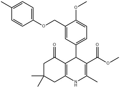 methyl 4-{4-methoxy-3-[(4-methylphenoxy)methyl]phenyl}-2,7,7-trimethyl-5-oxo-1,4,5,6,7,8-hexahydro-3-quinolinecarboxylate Struktur