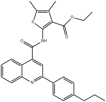 ethyl 4,5-dimethyl-2-({[2-(4-propylphenyl)-4-quinolinyl]carbonyl}amino)-3-thiophenecarboxylate Struktur