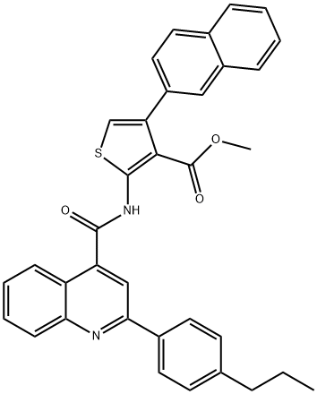 methyl 4-(2-naphthyl)-2-({[2-(4-propylphenyl)-4-quinolinyl]carbonyl}amino)-3-thiophenecarboxylate Struktur