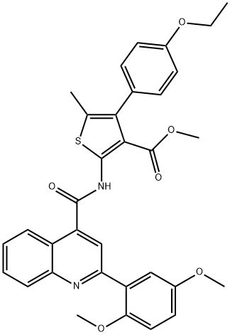 methyl 2-({[2-(2,5-dimethoxyphenyl)-4-quinolinyl]carbonyl}amino)-4-(4-ethoxyphenyl)-5-methyl-3-thiophenecarboxylate Struktur