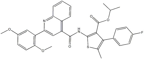 isopropyl 2-({[2-(2,5-dimethoxyphenyl)-4-quinolinyl]carbonyl}amino)-4-(4-fluorophenyl)-5-methyl-3-thiophenecarboxylate Struktur