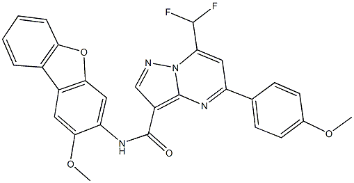 7-(difluoromethyl)-N-(2-methoxydibenzo[b,d]furan-3-yl)-5-(4-methoxyphenyl)pyrazolo[1,5-a]pyrimidine-3-carboxamide Struktur