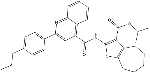 isopropyl 2-({[2-(4-propylphenyl)-4-quinolinyl]carbonyl}amino)-5,6,7,8-tetrahydro-4H-cyclohepta[b]thiophene-3-carboxylate Struktur