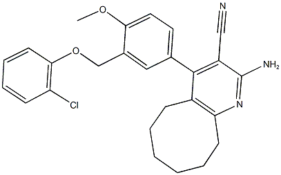 2-amino-4-{3-[(2-chlorophenoxy)methyl]-4-methoxyphenyl}-5,6,7,8,9,10-hexahydrocycloocta[b]pyridine-3-carbonitrile Struktur