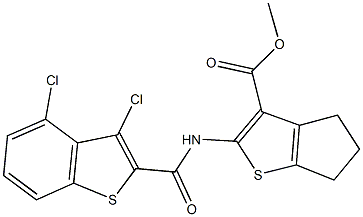 methyl 2-{[(3,4-dichloro-1-benzothien-2-yl)carbonyl]amino}-5,6-dihydro-4H-cyclopenta[b]thiophene-3-carboxylate Struktur