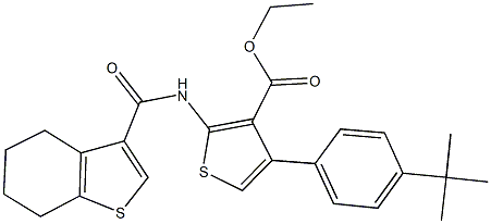 ethyl 4-(4-tert-butylphenyl)-2-[(4,5,6,7-tetrahydro-1-benzothien-3-ylcarbonyl)amino]-3-thiophenecarboxylate Struktur