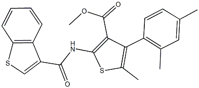 methyl 2-[(1-benzothien-3-ylcarbonyl)amino]-4-(2,4-dimethylphenyl)-5-methyl-3-thiophenecarboxylate Struktur