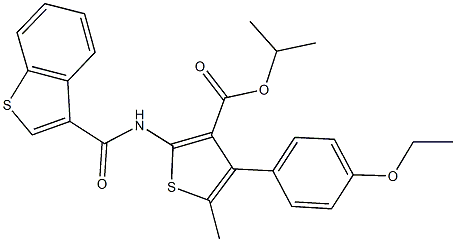 isopropyl 2-[(1-benzothien-3-ylcarbonyl)amino]-4-(4-ethoxyphenyl)-5-methyl-3-thiophenecarboxylate Struktur