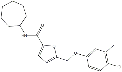 5-[(4-chloro-3-methylphenoxy)methyl]-N-cycloheptyl-2-furamide Struktur