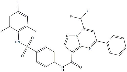 7-(difluoromethyl)-N-{4-[(mesitylamino)sulfonyl]phenyl}-5-phenylpyrazolo[1,5-a]pyrimidine-3-carboxamide Struktur