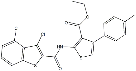 ethyl 2-{[(3,4-dichloro-1-benzothien-2-yl)carbonyl]amino}-4-(4-methylphenyl)-3-thiophenecarboxylate Struktur