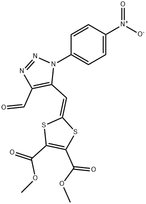 dimethyl 2-[(4-formyl-1-{4-nitrophenyl}-1H-1,2,3-triazol-5-yl)methylene]-1,3-dithiole-4,5-dicarboxylate Struktur