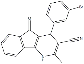 4-(3-bromophenyl)-2-methyl-5-oxo-4,5-dihydro-1H-indeno[1,2-b]pyridine-3-carbonitrile Struktur