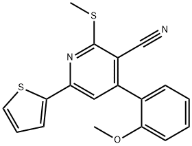 4-(2-methoxyphenyl)-2-(methylsulfanyl)-6-(2-thienyl)nicotinonitrile Struktur