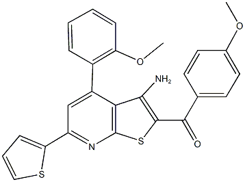 [3-amino-4-(2-methoxyphenyl)-6-(2-thienyl)thieno[2,3-b]pyridin-2-yl](4-methoxyphenyl)methanone Struktur