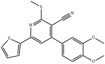 4-(3,4-dimethoxyphenyl)-2-(methylsulfanyl)-6-(2-thienyl)nicotinonitrile Struktur